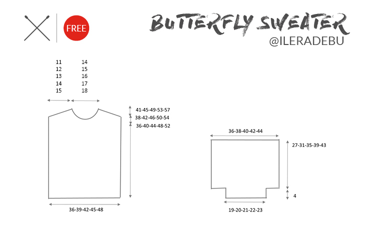 children’s sweater with butterflies chart